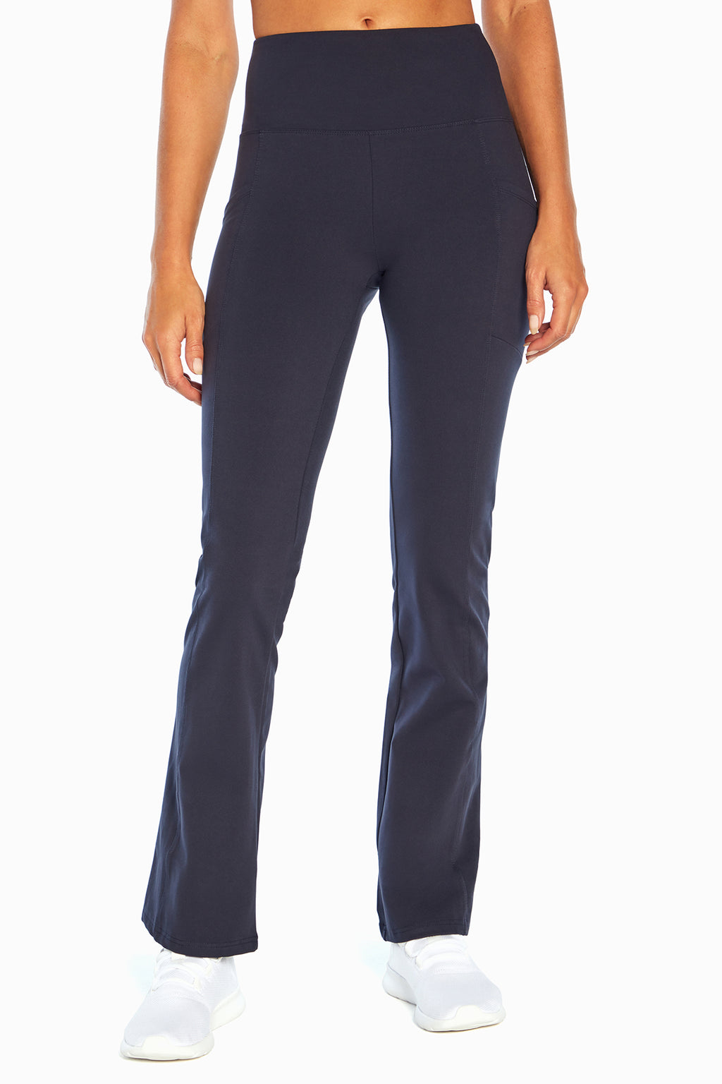 Eclipse Side Pocket Tummy Control Yoga Pant, alternate angle view, showing visible design features and texture of the durable stretch fabric.. #color_midnight-blue