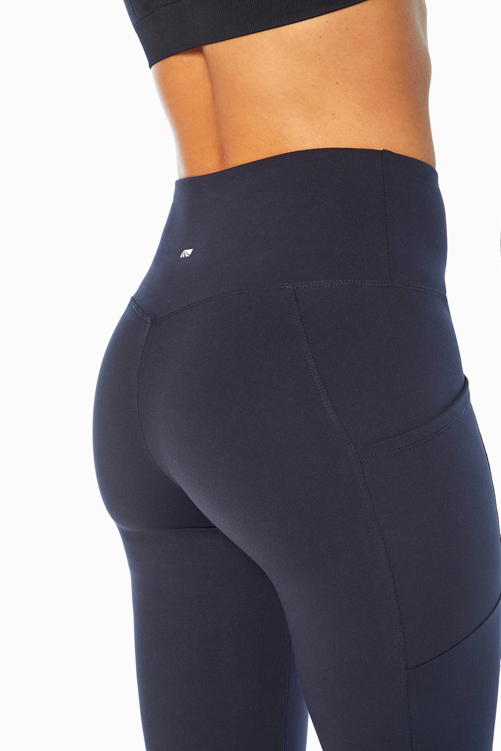 Eclipse Side Pocket Tummy Control Yoga Pant, alternate angle view, showing visible design features and texture of the durable stretch fabric.. #color_midnight-blue