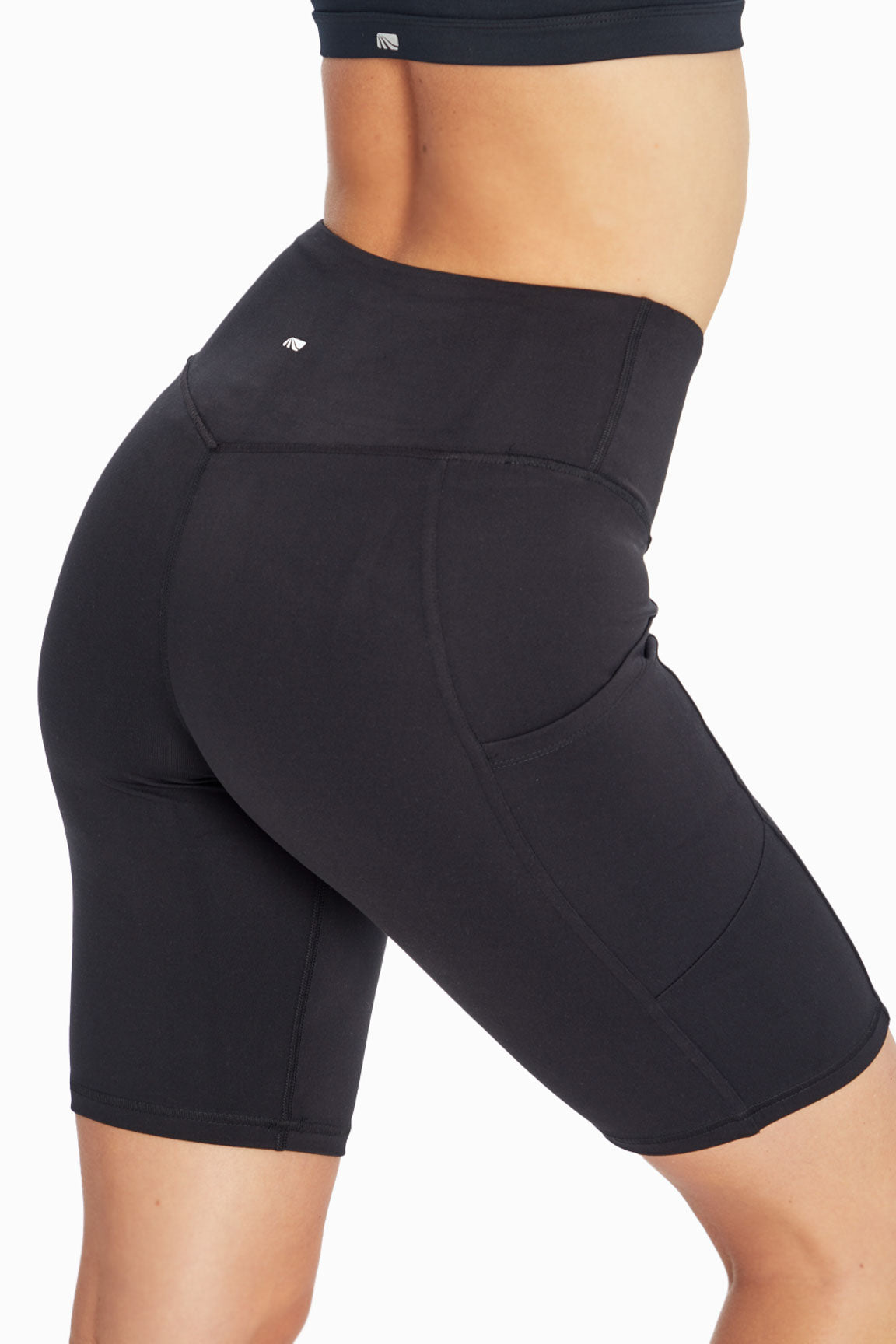 Brenda Side Pocket Tummy Control Bermuda, back view, showing visible design features and texture of the soft knit fabric..