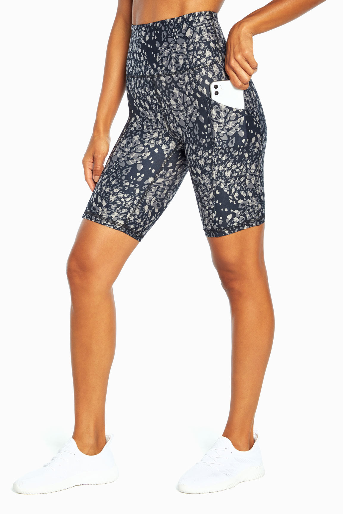 Brenda Side Pocket Tummy Control Bermuda, alternate angle view, showing visible design features and texture of the soft knit fabric..