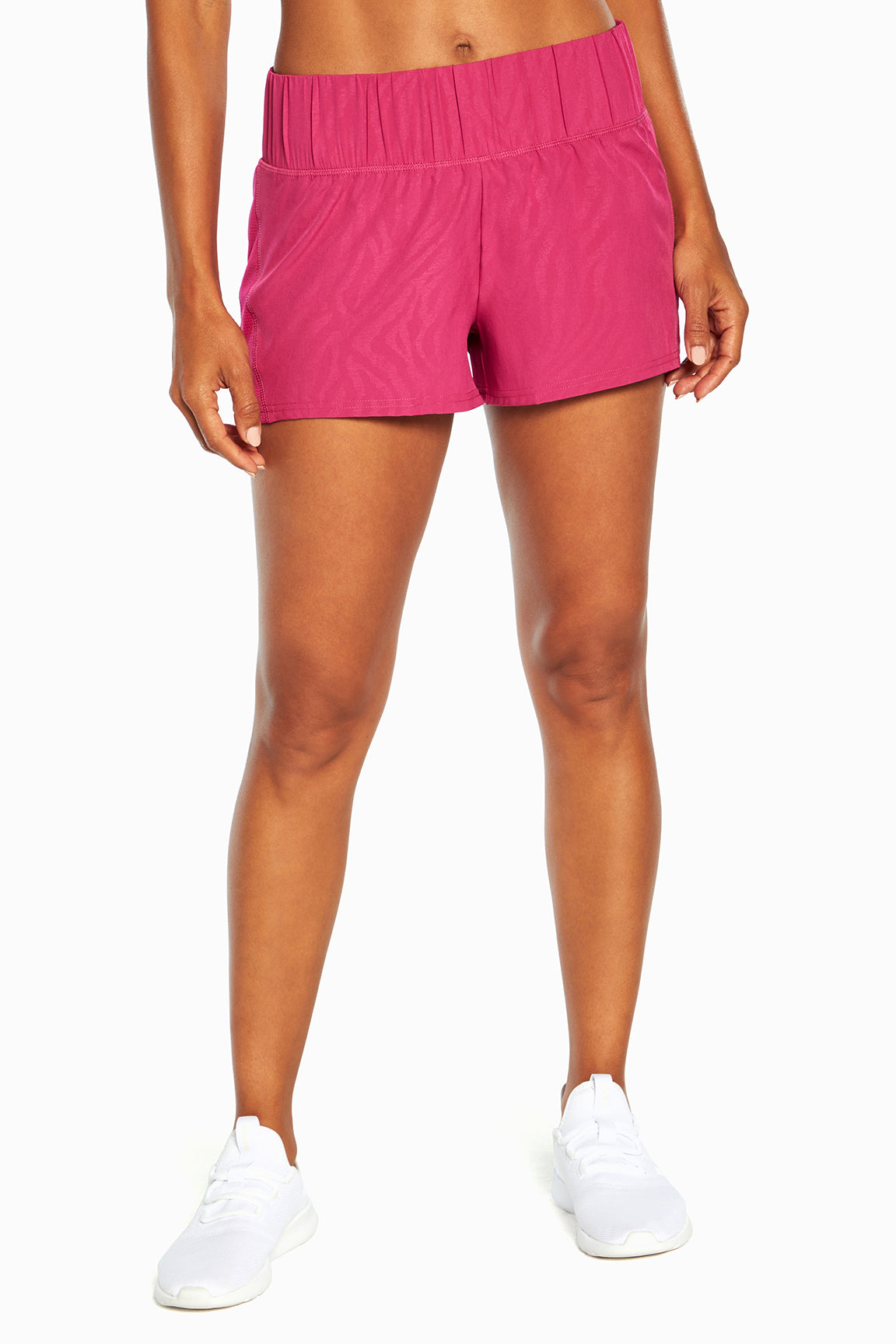 Express Short, alternate angle view, showing visible design features and texture of the soft knit fabric..