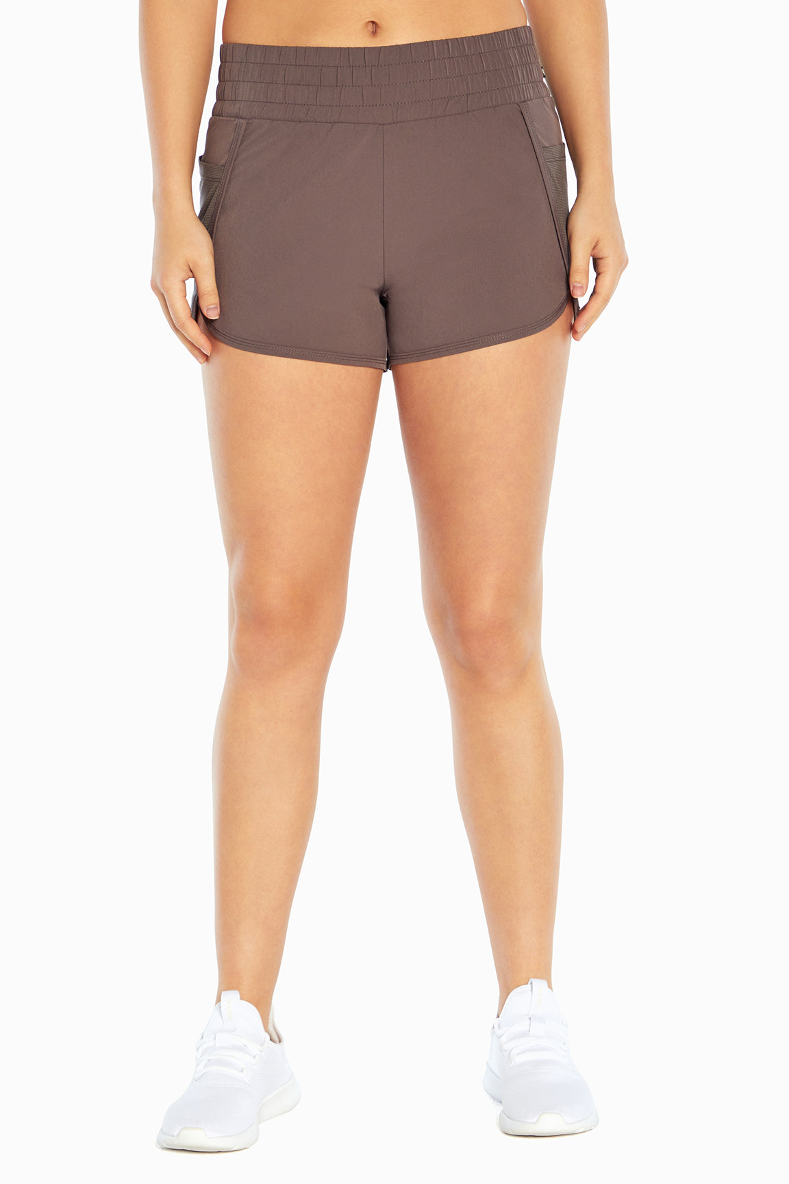 Lydia Short, alternate angle view, showing visible design features and texture of the soft knit fabric..