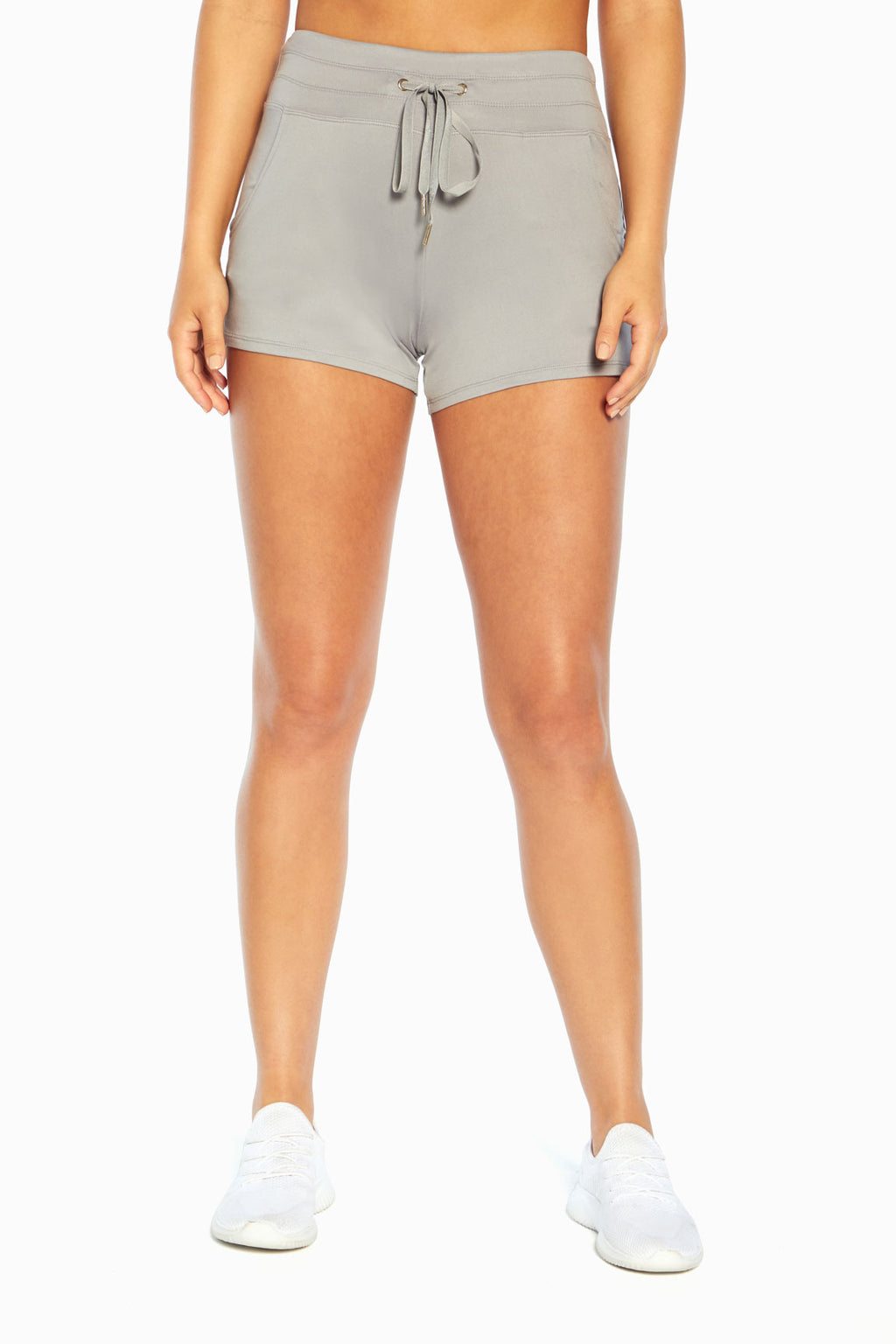 Sofia Side Pocket Short, back view, showing visible design features and texture of the soft knit fabric.. #color_sleet