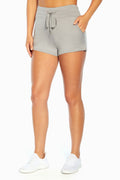 Sofia Side Pocket Short, front view, showing visible design features and texture of the soft knit fabric.. #color_sleet