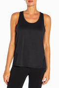 Renata Tank, front view, showing visible design features and texture of the soft knit fabric.. #color_black